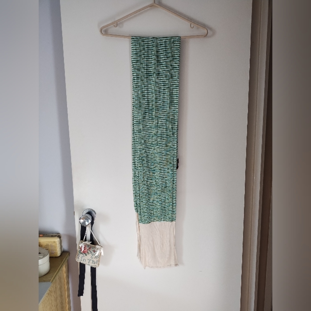 Vintage MISSONI Orange Label Green + Cream Jersey Scarf